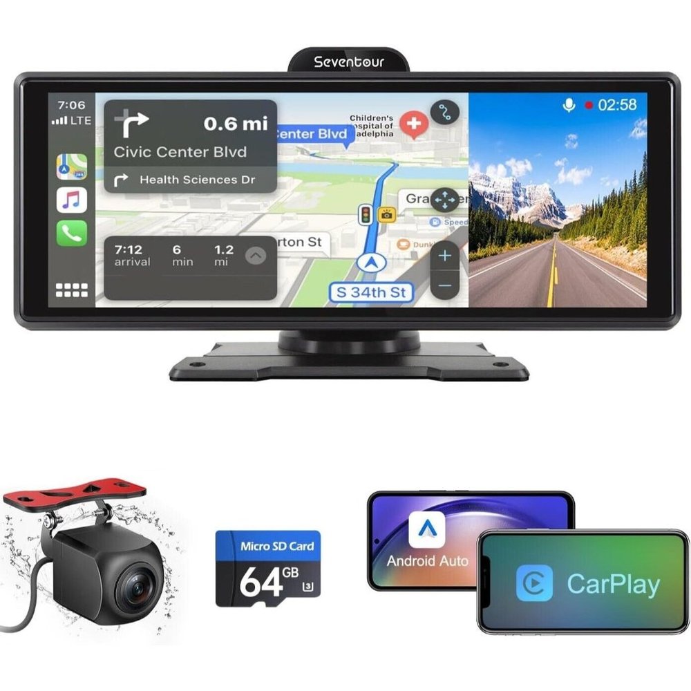 10" HD Touch Screen Wireless Car Stereo Mirror Link Bluetooth Backup Camera NEW